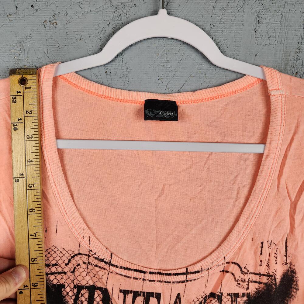 Vintage Daytrip Shirt Womens XL Studded Graphic Embellished Top Goth Biker Y2K - Picture 8 of 15